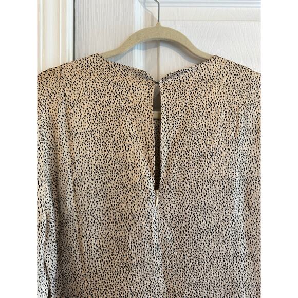 Zara Speckled Long Sleeve Midi Dress Chic Cream Tan Size Large - Picture 7 of 8